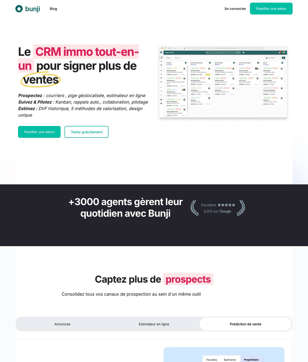 Capture de la page tarifs officielle de Bunji (bunji.fr), relevée le 25 septembre 2026